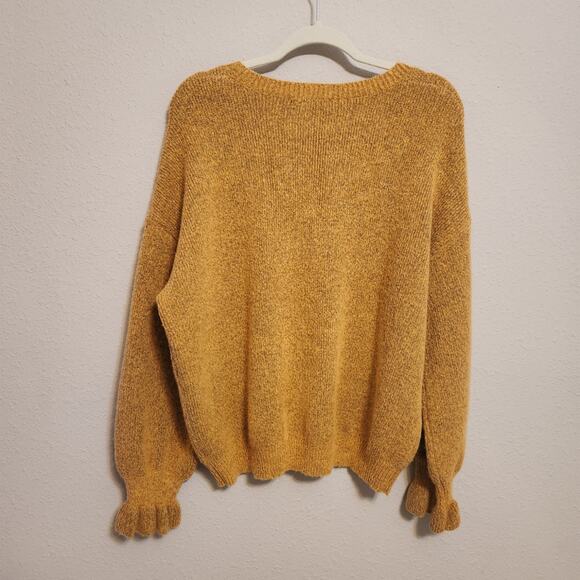 See And Be Seen Size Large Gold‎ Floral Embroidered Sweater - Picture 8 of 10